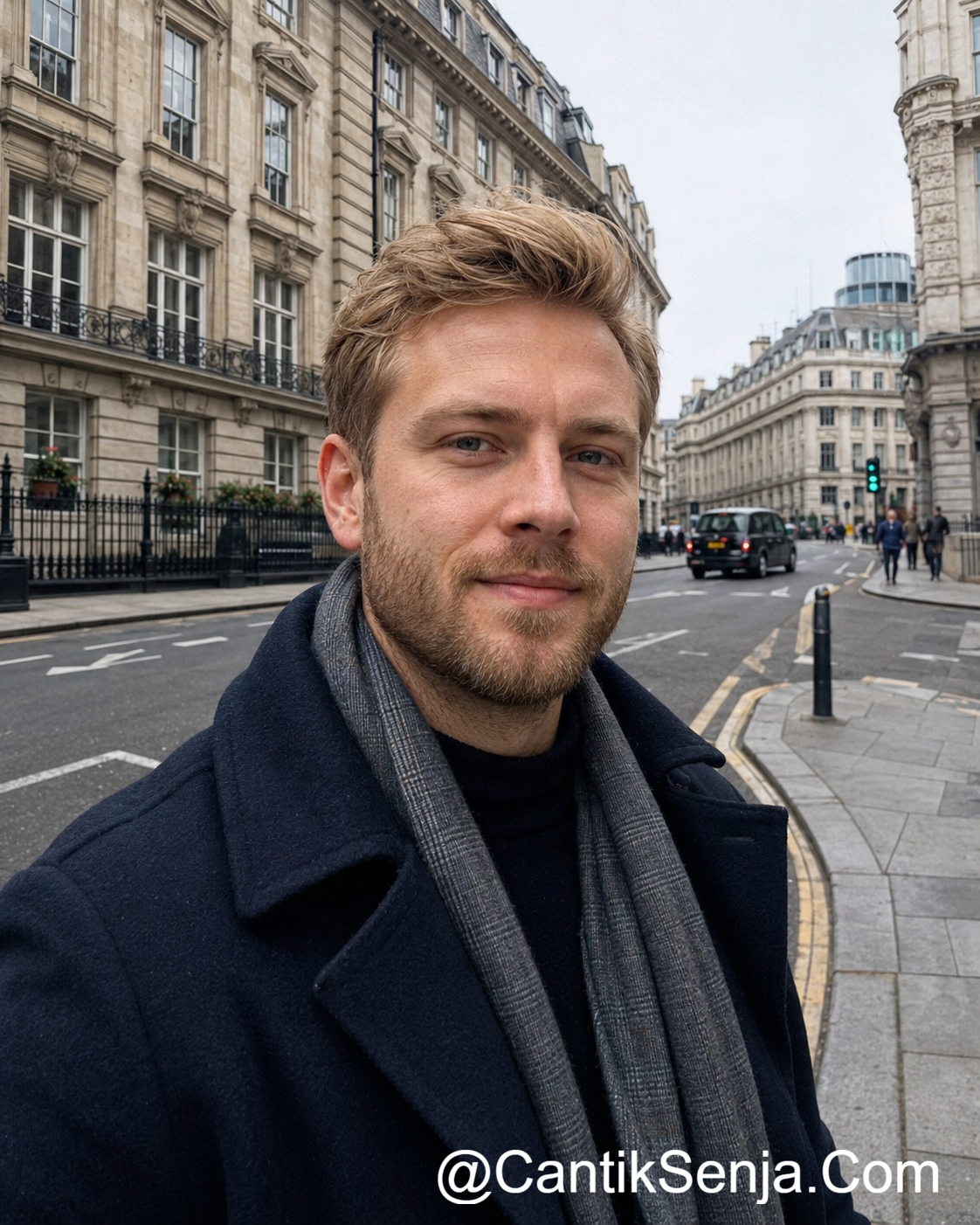 Pria Inggris pirang bermata biru di jalan London